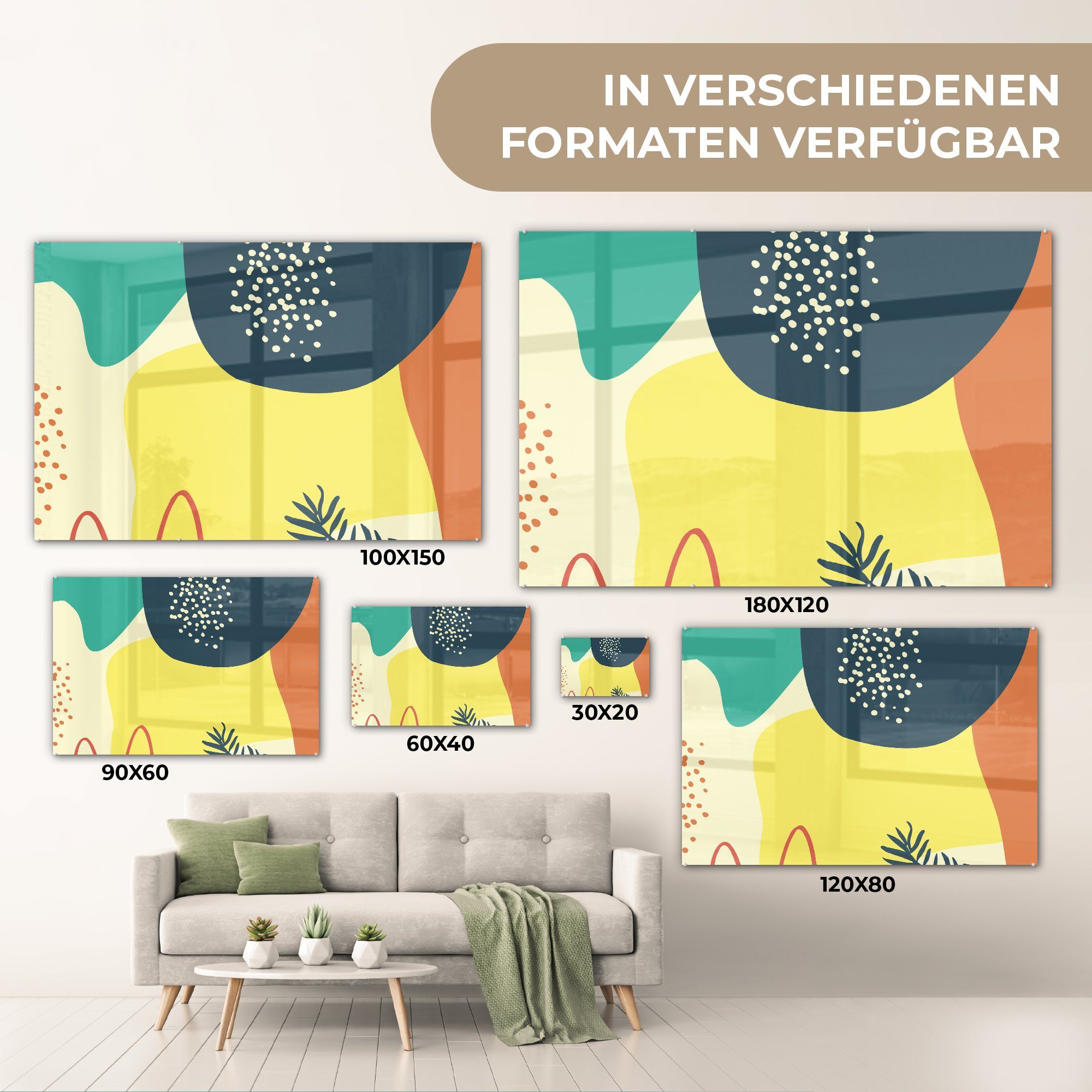 MuchoWow Acrylglasbild Sommer - Formen Wohnzimmer Schlafzimmer Abstrakt, - & St), (1 Acrylglasbilder