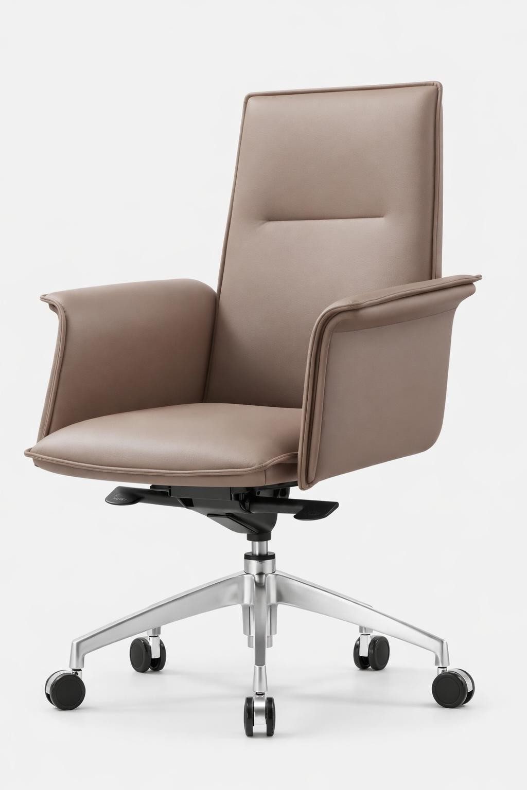 Xlmoebel Chefsessel Eleganter Chefsessel aus Leder mit hoher Rückenlehne in Beige, Made in Europa