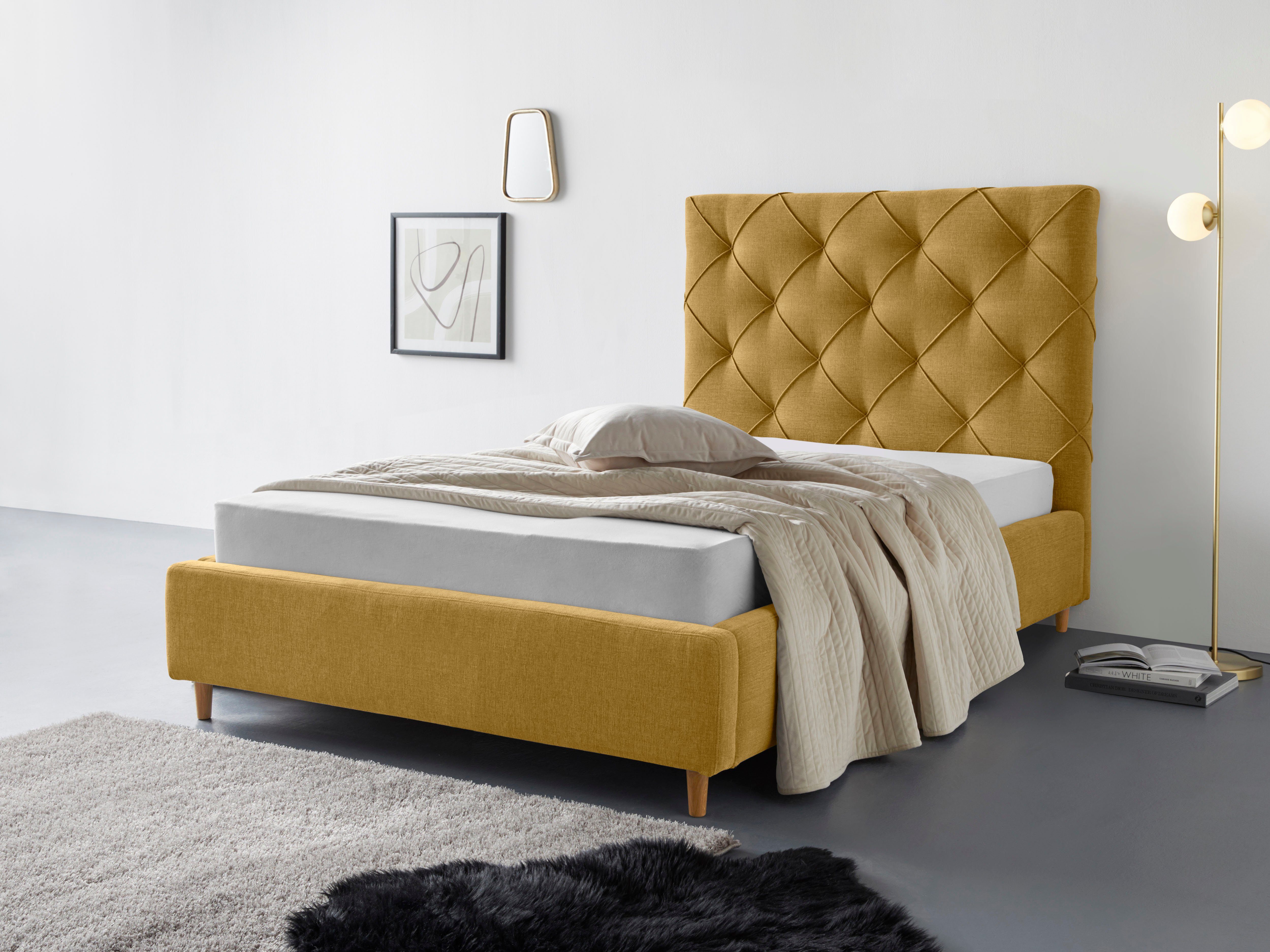 Leonique Polsterbett Louanne, mit schöner Knopfheftung im Rückenteil, inkl. Bettkasten