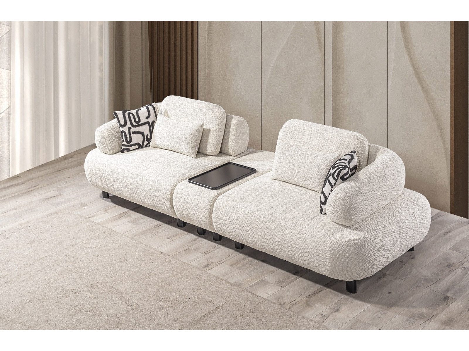 Villa Möbel Sofa Barcelona, 4-Sitzer 1 Teile, mit Relax-/Bettfunktion durch verstellbare Rückenlehne