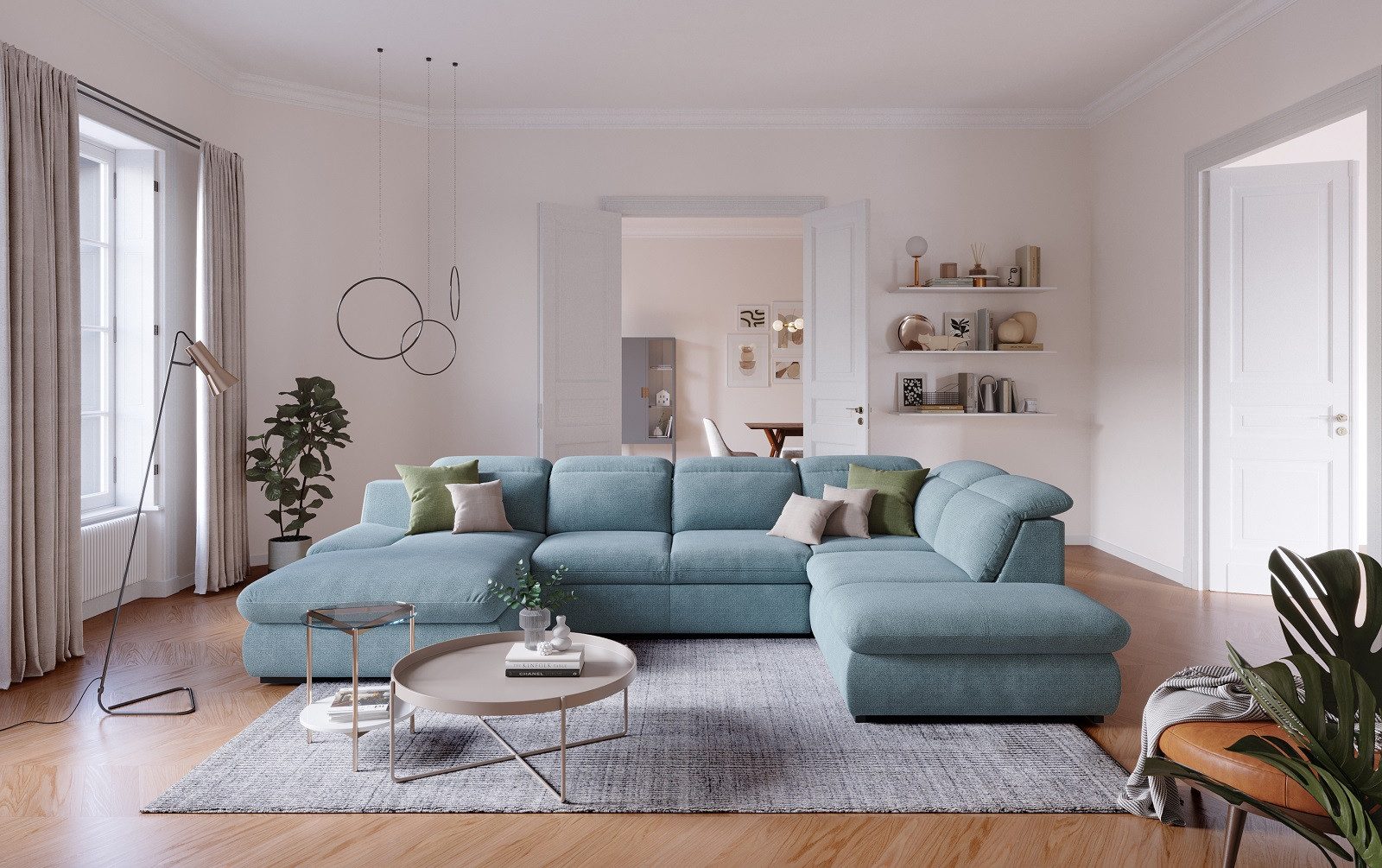 COTTA Wohnlandschaft Lorena, mit Schlaffunktion & Bettkasten, verstellbare Kopflehnen