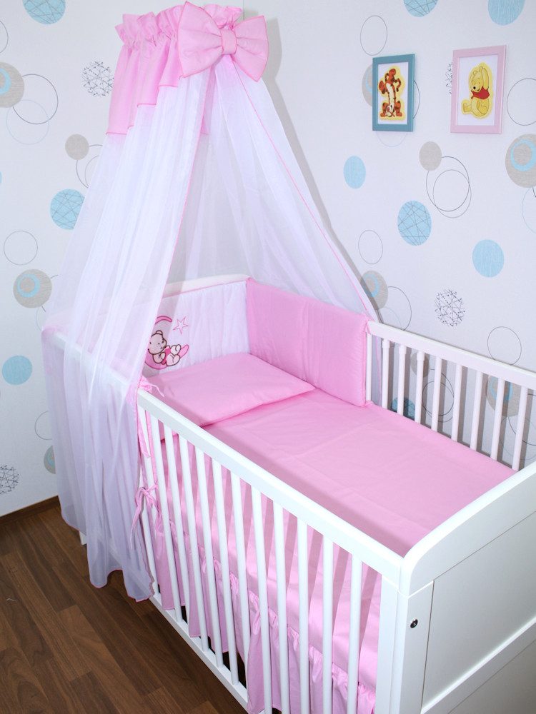 Babybettwäsche Baby Bettset -5-6 teiliges Set mit Chiffon Himmel Nestchen