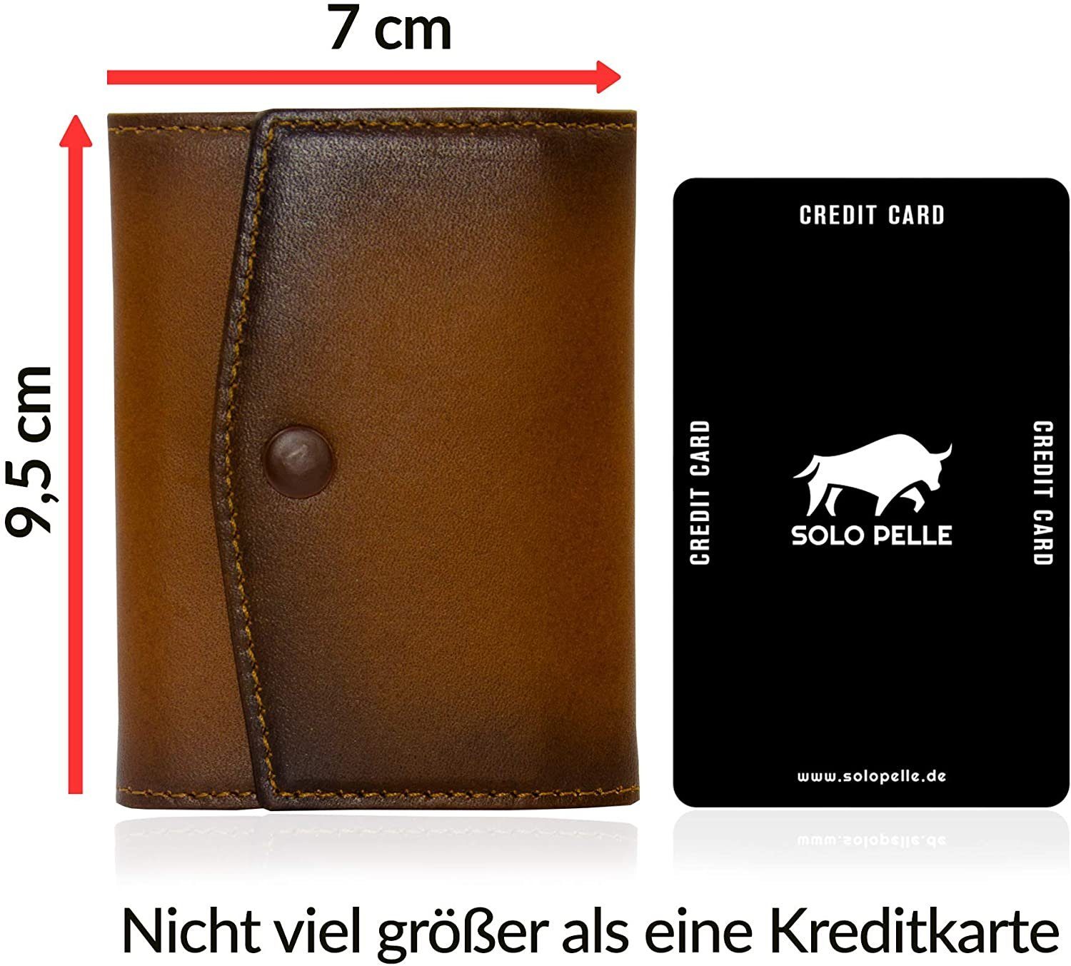 Solo Pelle Geldbörse Slim Wallet mit Münzfach I Geldbeutel mit RFID Schutz I für 12 Karten, RFID Schutz, Echtes Leder, dünne Geldbörse