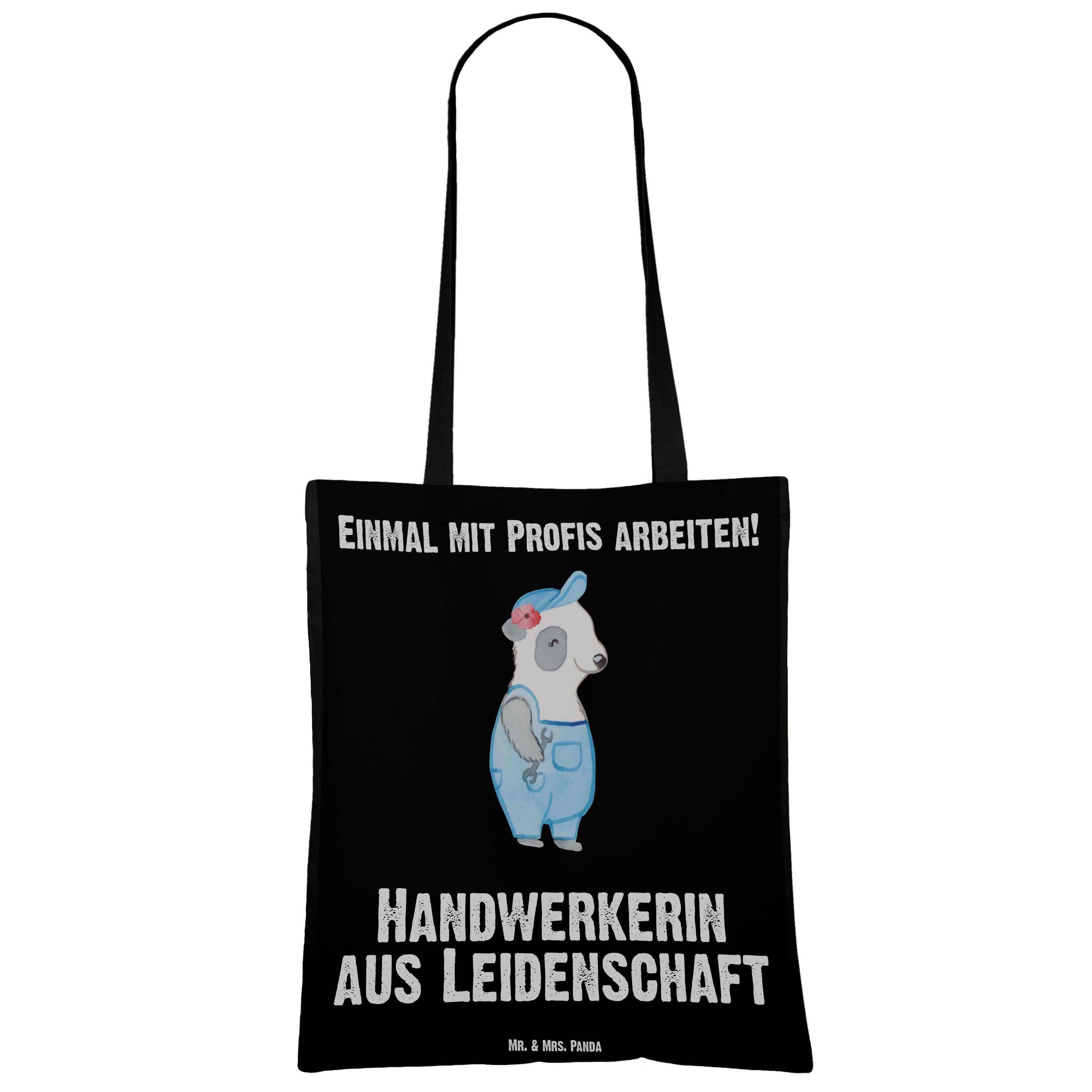 Mr. - & Geschenk, (1-tlg) Handwerkerin Schwarz Panda Tragetasche - Mrs. aus Leidenschaft Jutebe Werkstatt,