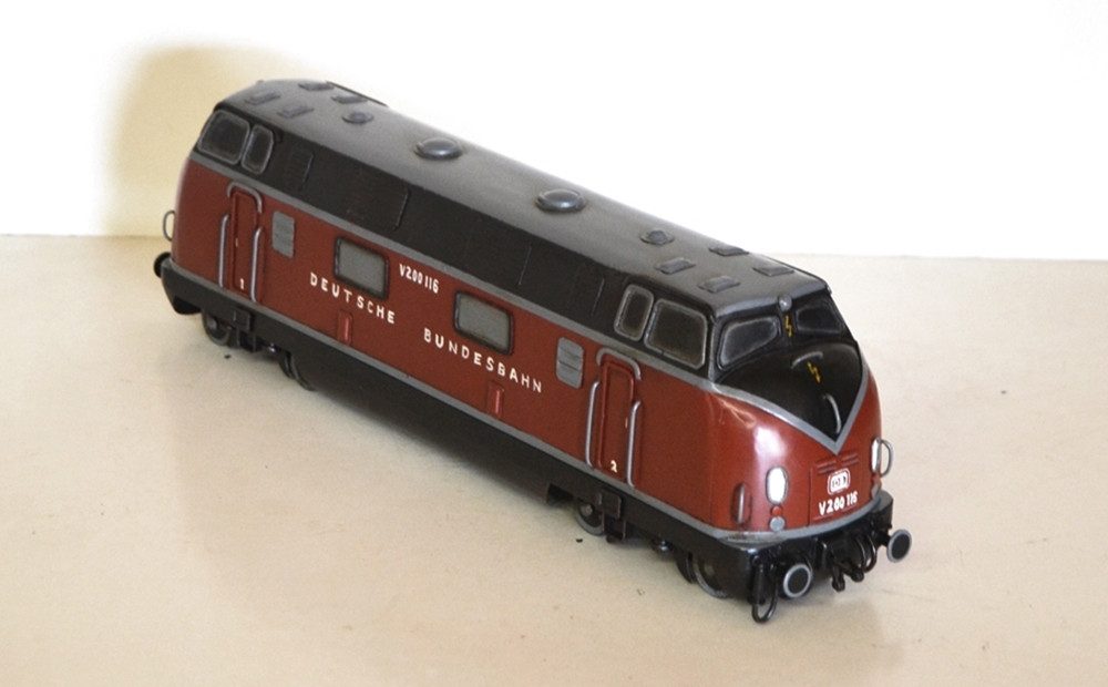 JS GartenDeko Diesellokomotive Modelllokomotive Diesellok V 200 166 Lokomotive Länge 37 cm aus Blech