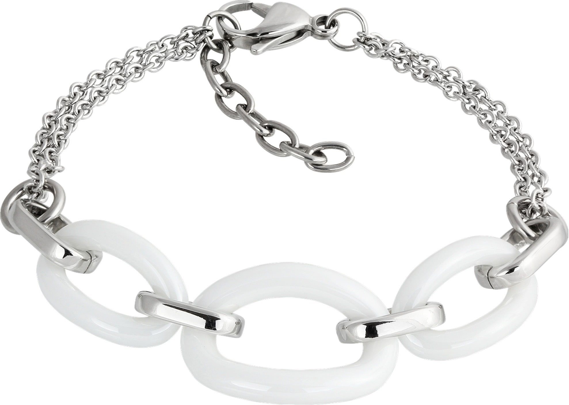 Amello Edelstahlarmband Amello Ovale Armband silber weiß (Armband), Armbänder für Damen Edelstahl (Stainless Steel)