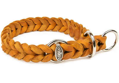 CopcoPet Hunde-Halsband Lederhalsband mit Zugstopp Ring, Leder, Geflochten, Handarbeit