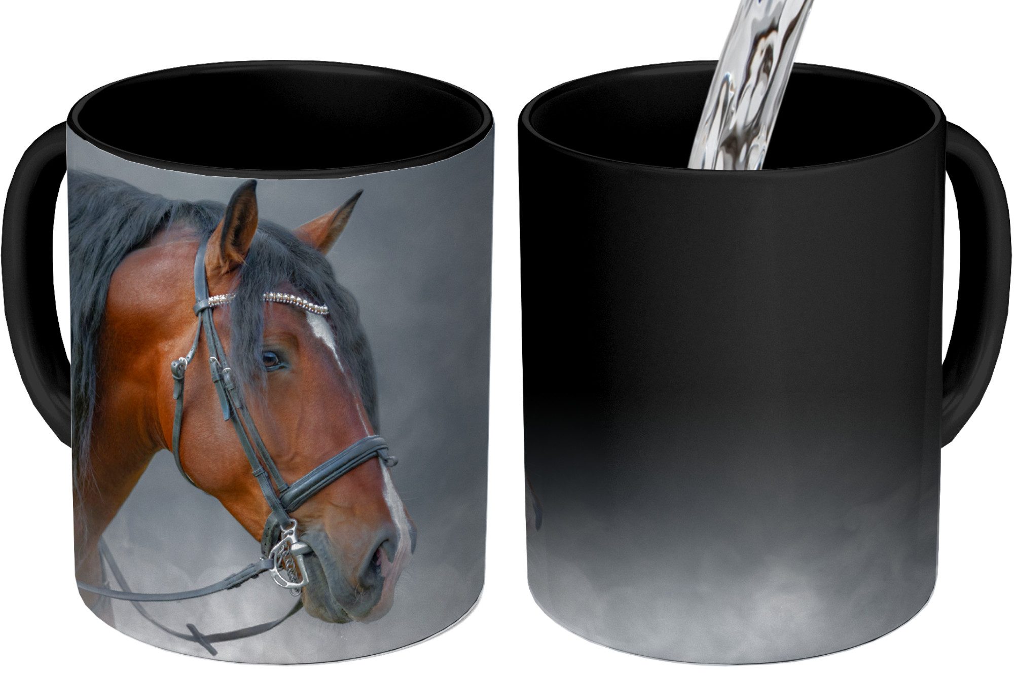 MuchoWow Tasse Pferd - Smoke - Halfter, 1-tlg., Keramik, Farbwechsel, Kaffee Tassen, Teetasse, Zaubertasse, Geschenk