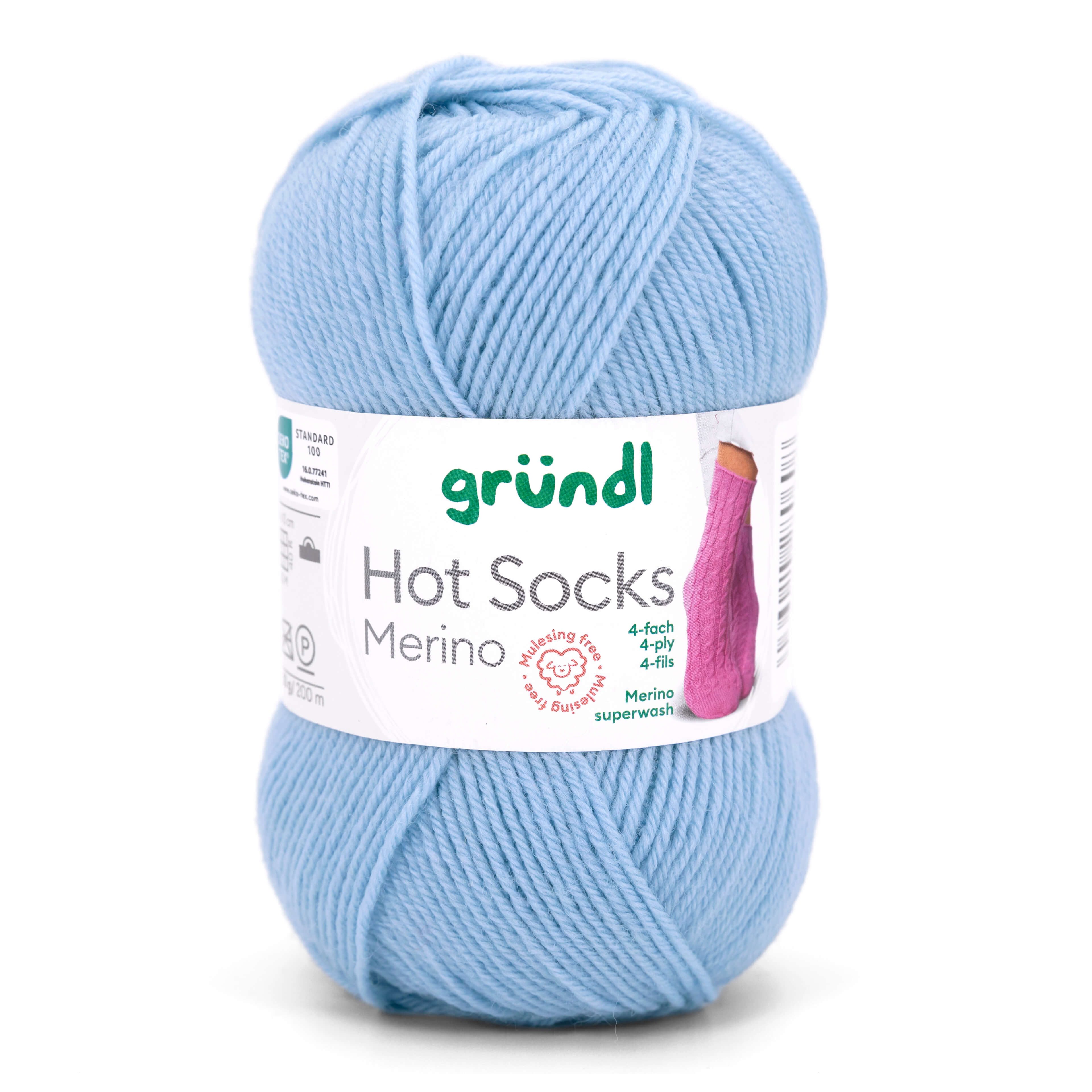 Gründl Hot Socks Merino Sockenwolle 4fädig einfarbig Häkelwolle, 210,00 m (50g Sockengarn 4fach uni, Strumpfwolle 4-fädig / 4-fach mit Merinowolle), 75% Wolle, 25% Polymaid