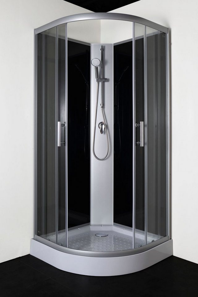 Thumbnail - Sanotechnik Komplettdusche RIO Black, BxT: 90x90 cm, Einscheibensicherheitsglas, Viertelkreisdusche