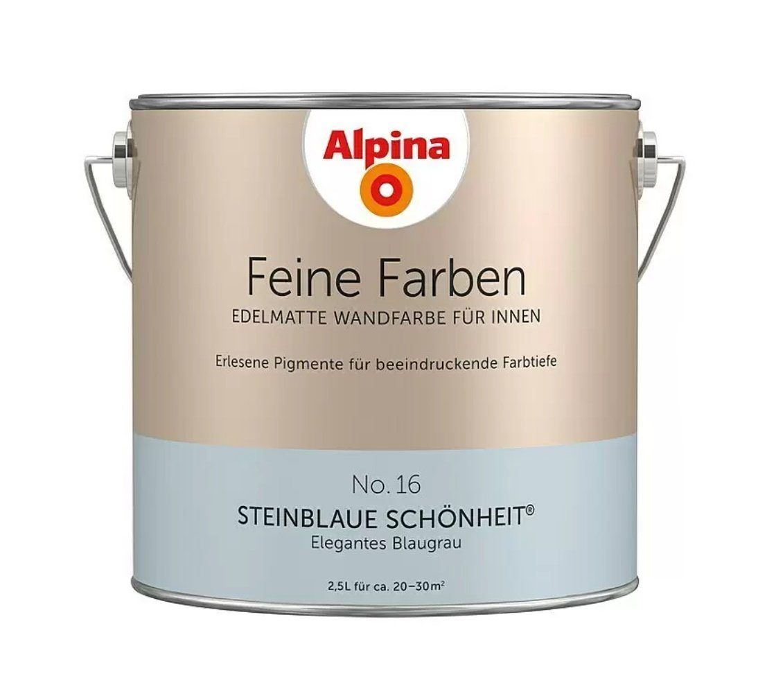 *Alpina* Wand- und Deckenfarbe Feine Farben 2,5 Liter No.16 STEINBLAUE SCHÖNHEIT. € 39,90, (€ 15,96 pro 1 l).