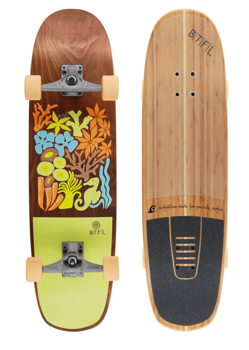 BTFL Minilongboard KELLY - Surfskate Board with Nose and Tail (1-St)
