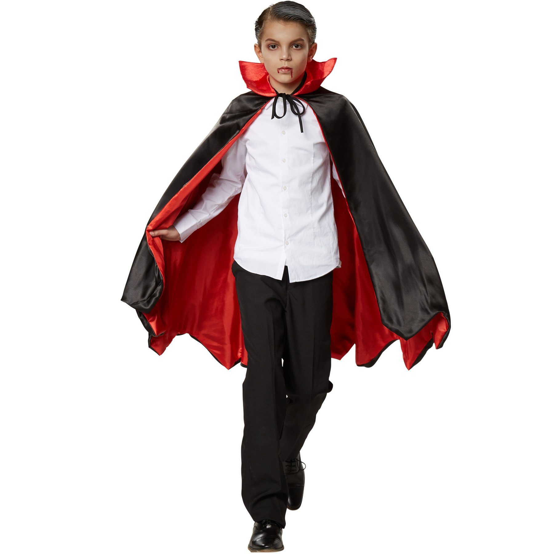 dressforfun Umhang Dracula-Cape/Vampirüberwurf, in schwarz/rot, Leichter feiner Stoff, Vervollständige das Outfit, Zweifarbiger Umhang zum Schnüren, Ärmellos