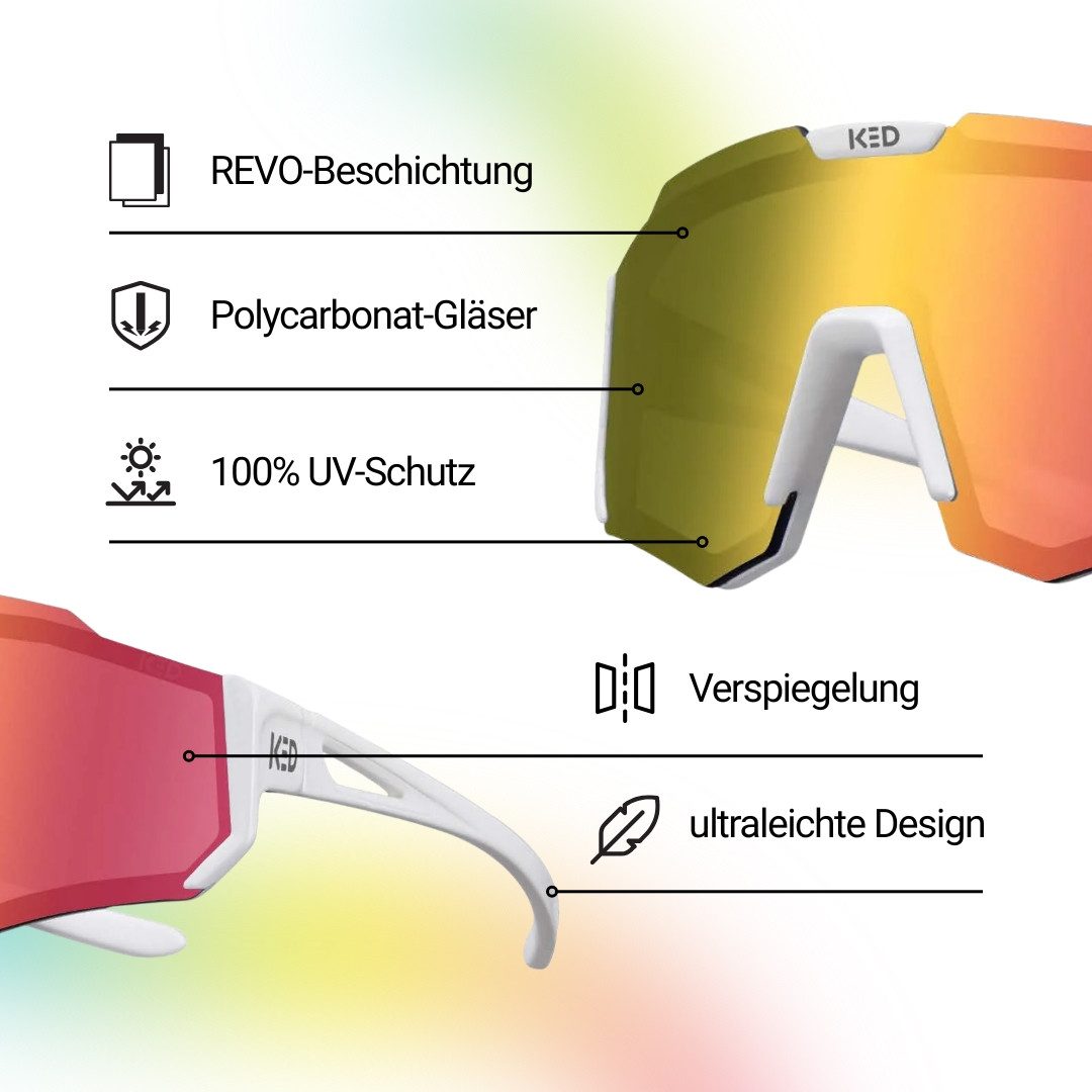 KED Fahrradbrille Ghost Kids Fahrradbrille, Ultraleicht, Stoßfeste Polycarbonat-Gläser, UV-Schutz, Alter 2-6 Jahre