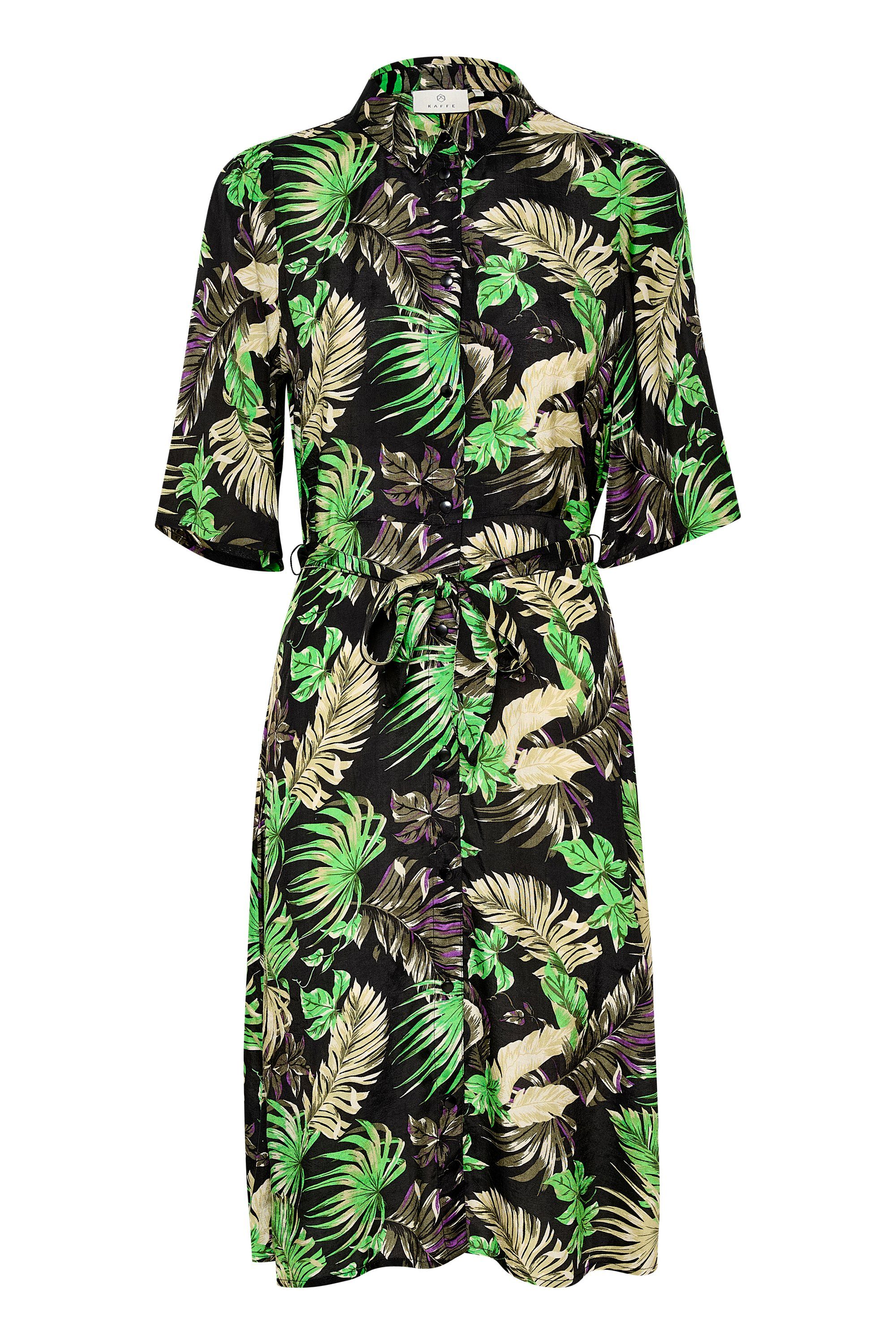 KAFFE Jerseykleid Kleid KAsafir Green/Black/Violet Palm Print