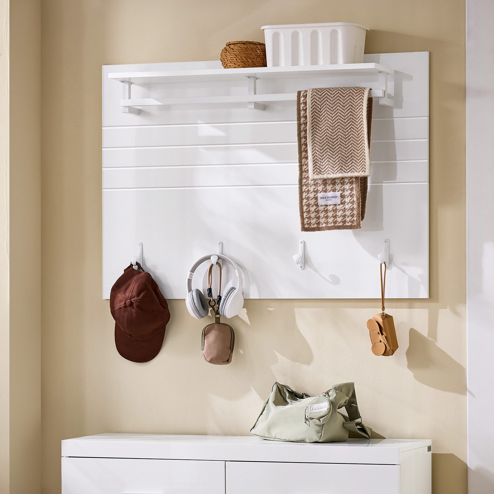 SoBuy Wandgarderobe FHK36, Flurgarderobe Kleiderhaken Hängeregal mit 3 Haken Garderobe – Bild 2 von 5