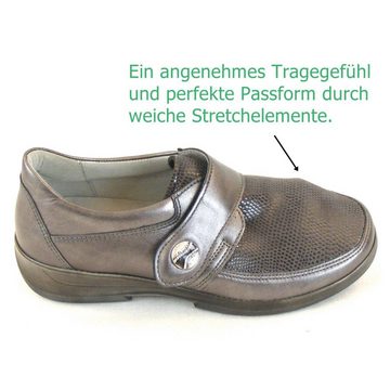 Stuppy Damen Schuhe grau metallic Halbschuhe Leder Stretch Fußbett 10965 Walkingschuh