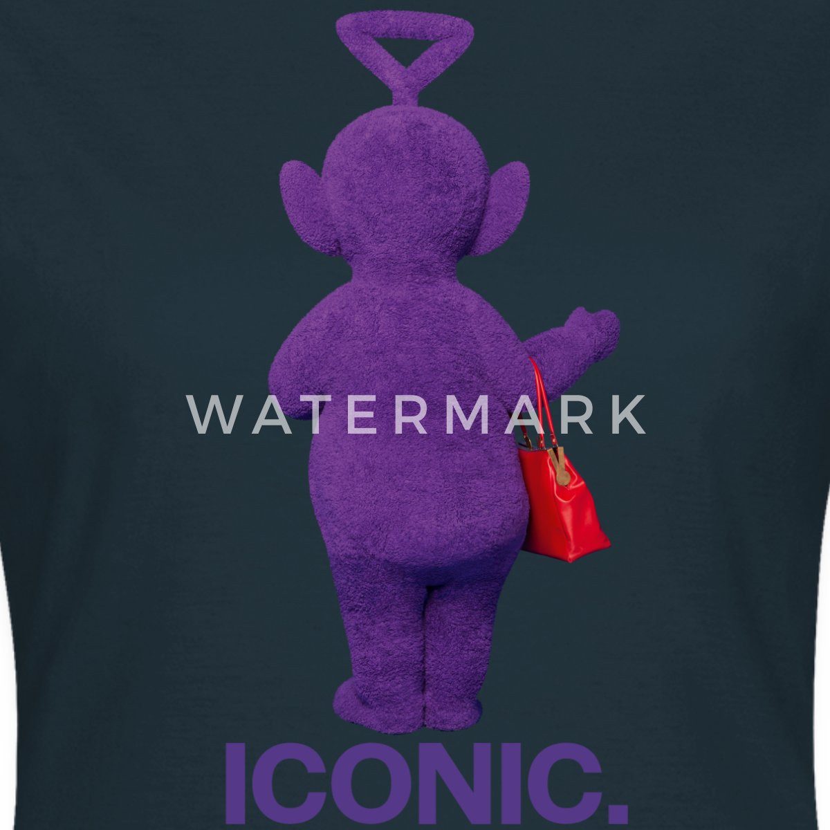 Spreadshirt T-Shirt Teletubbies Iconic-Design Tinky Winky & Handtasche Frauen T-Shirt (1-tlg) Slim Fit, fällt klein aus