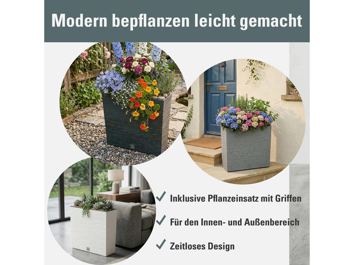 Prosperplast Blumentopf Furu DFC600T (mit Einsatz, 58 x 18 x 49,8 cm), wetterfestem Kunststoff