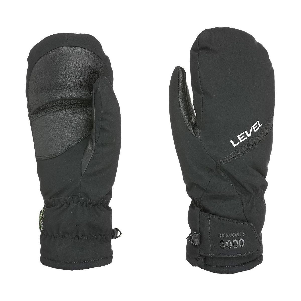 Level Skihandschuhe Alpine Mitten Hochwertige, wasserdichte Fäustlinge aus Leder mit recycelten