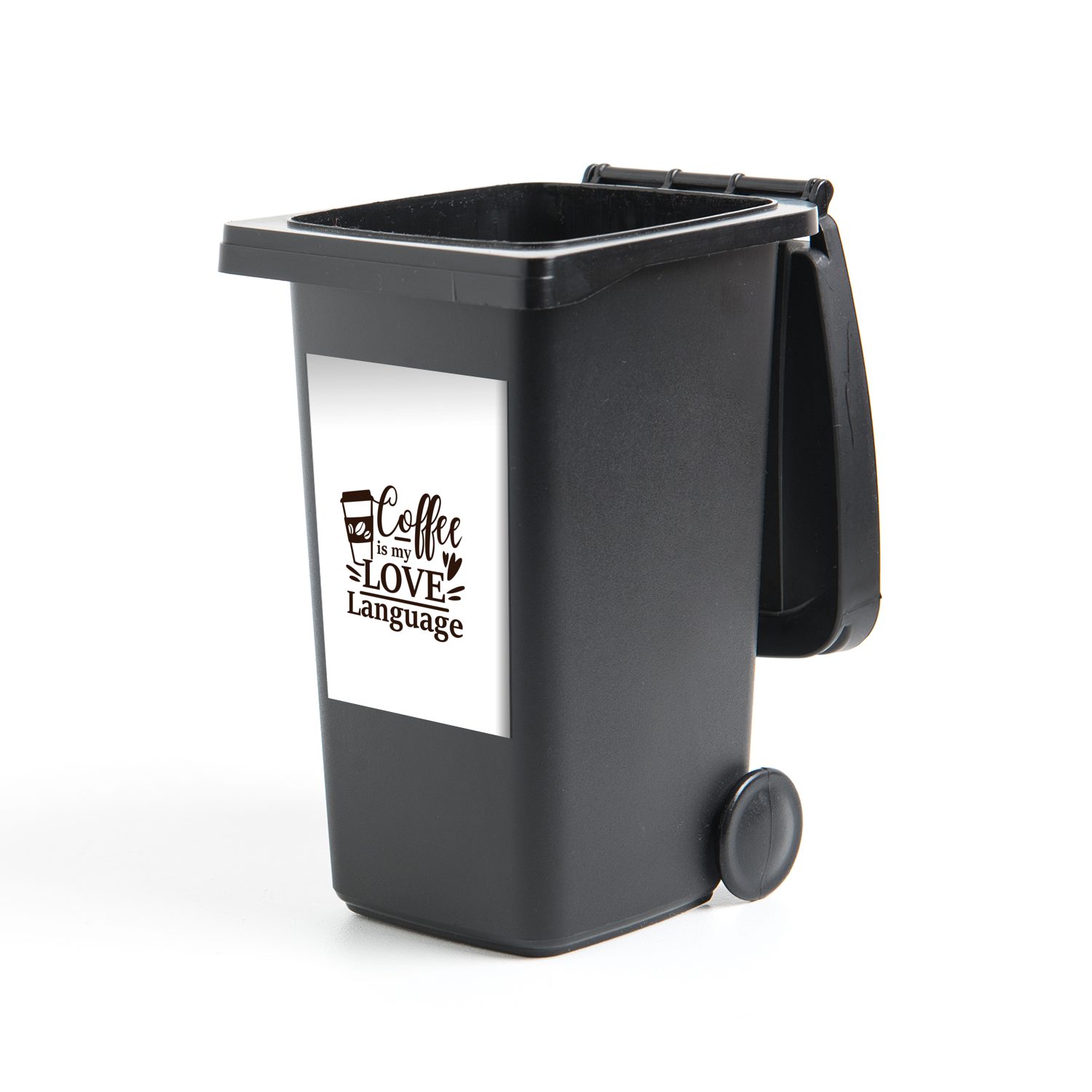 (1 MuchoWow Wandsticker Zitat Sticker, Abfalbehälter Kaffee - Container, - Mülleimer-aufkleber, Mülltonne, Liebe St),