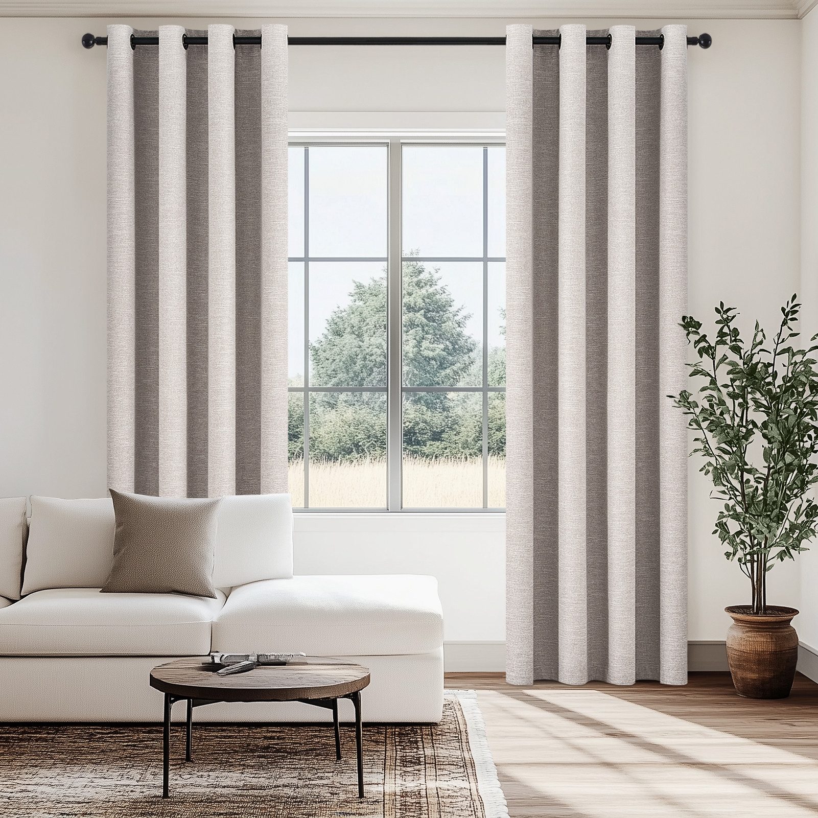 Topfinel Gardine mit ösen leinen verdunkelungsvorhang thermo 2er set wohnzi günstig online kaufen