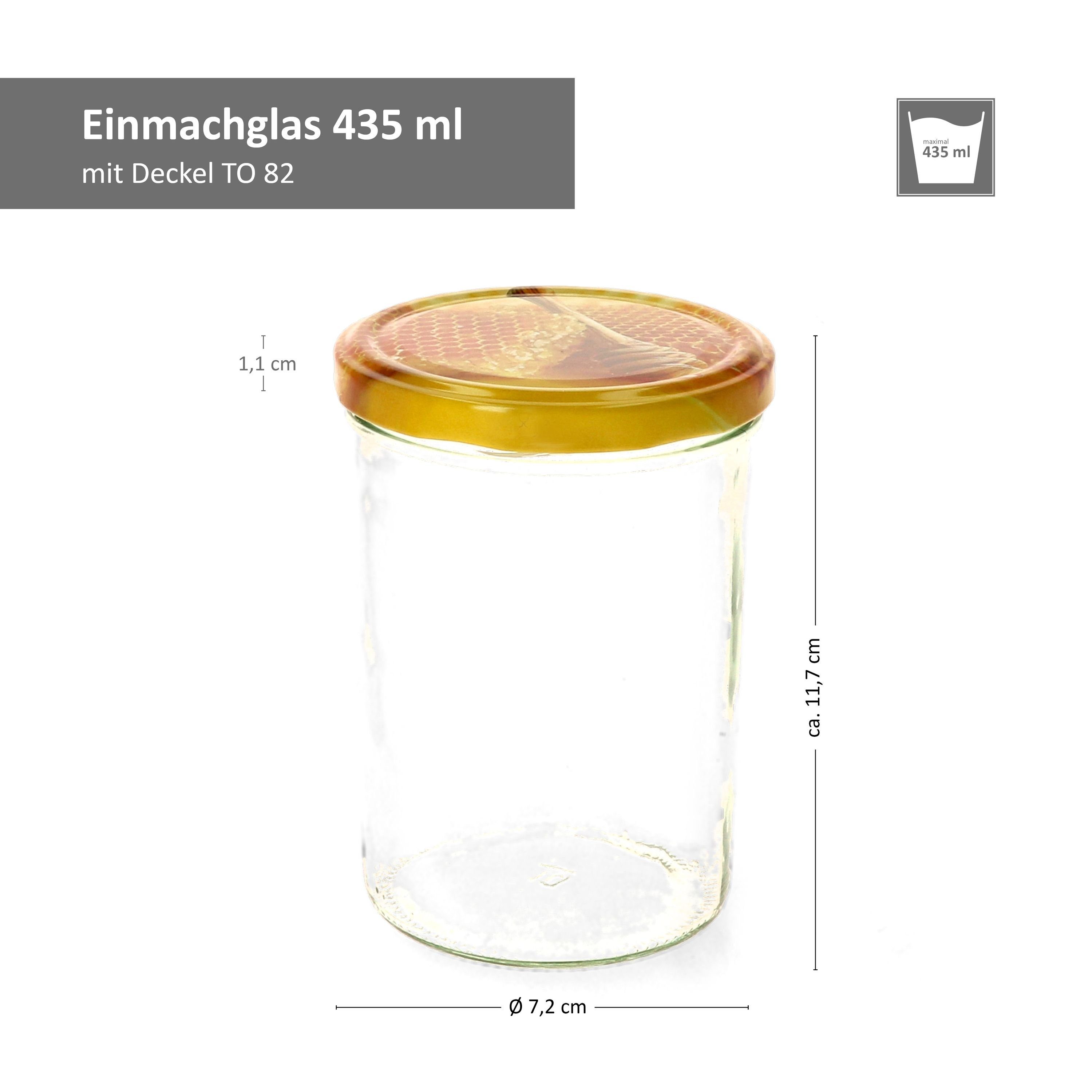 mit Rezeptheft, Glas Sturzglas Deckel Honigwabe MamboCat 12er Set 435 Einmachglas incl. Carino ml