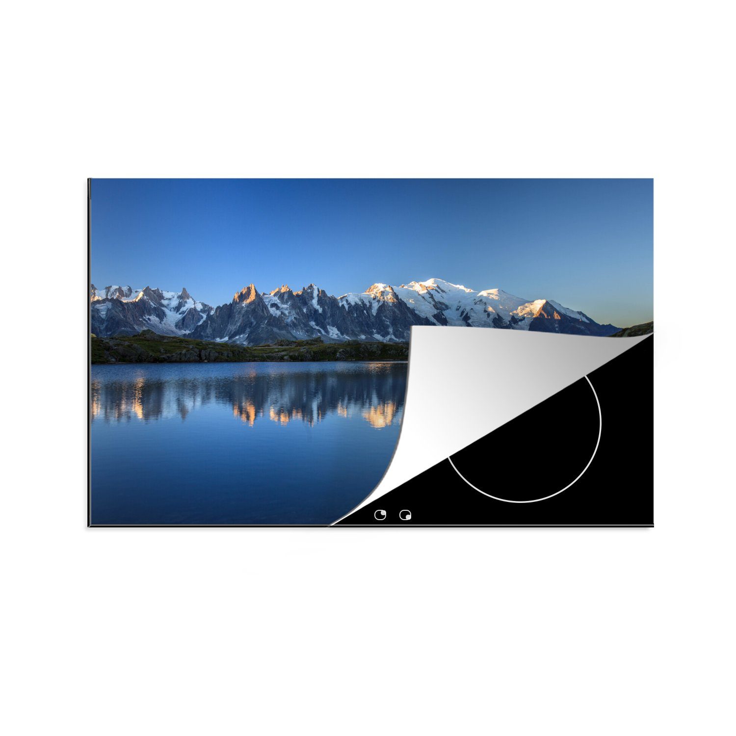 MuchoWow Herdblende-/Abdeckplatte Mont Blanc vom Chesery-See aus, Vinyl, (1 tlg), 81x52 cm, Induktionskochfeld Schutz für die küche, Ceranfeldabdeckung