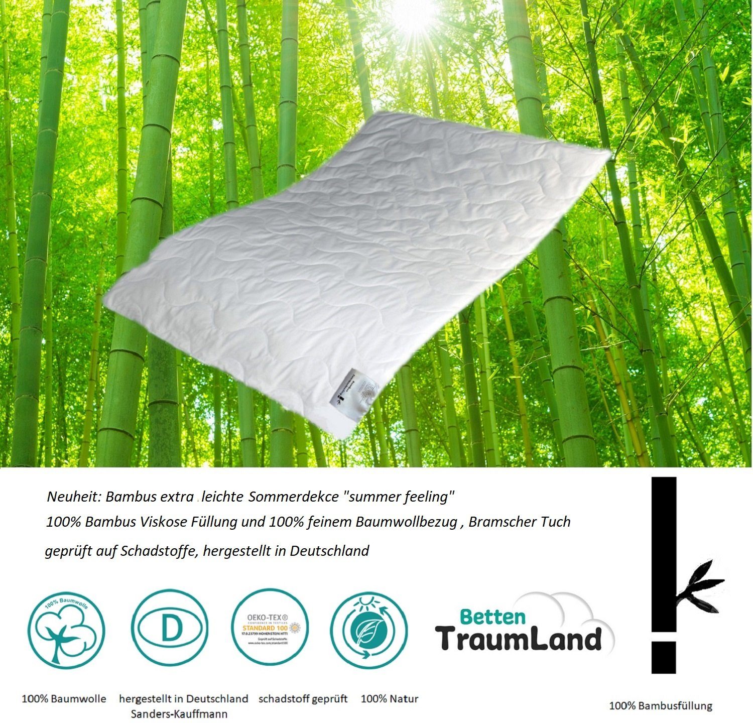 Sanders Kauffmann Sommerbettdecke Bambus extra Leicht Steppbett summer feel günstig online kaufen
