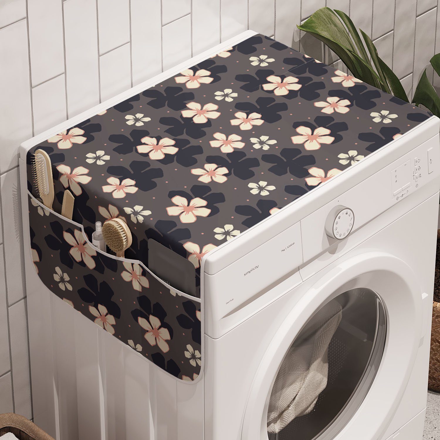 Abakuhaus Badorganizer Anti-Rutsch-Stoffabdeckung für Waschmaschine und Trockner, Sakura Kontinuierliche Cherry Blossom