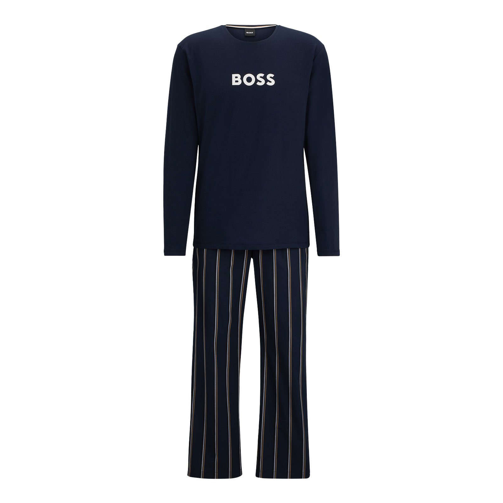 BOSS Pyjama Easy Long Set (2 tlg) mit gemusterter Pyjamahose