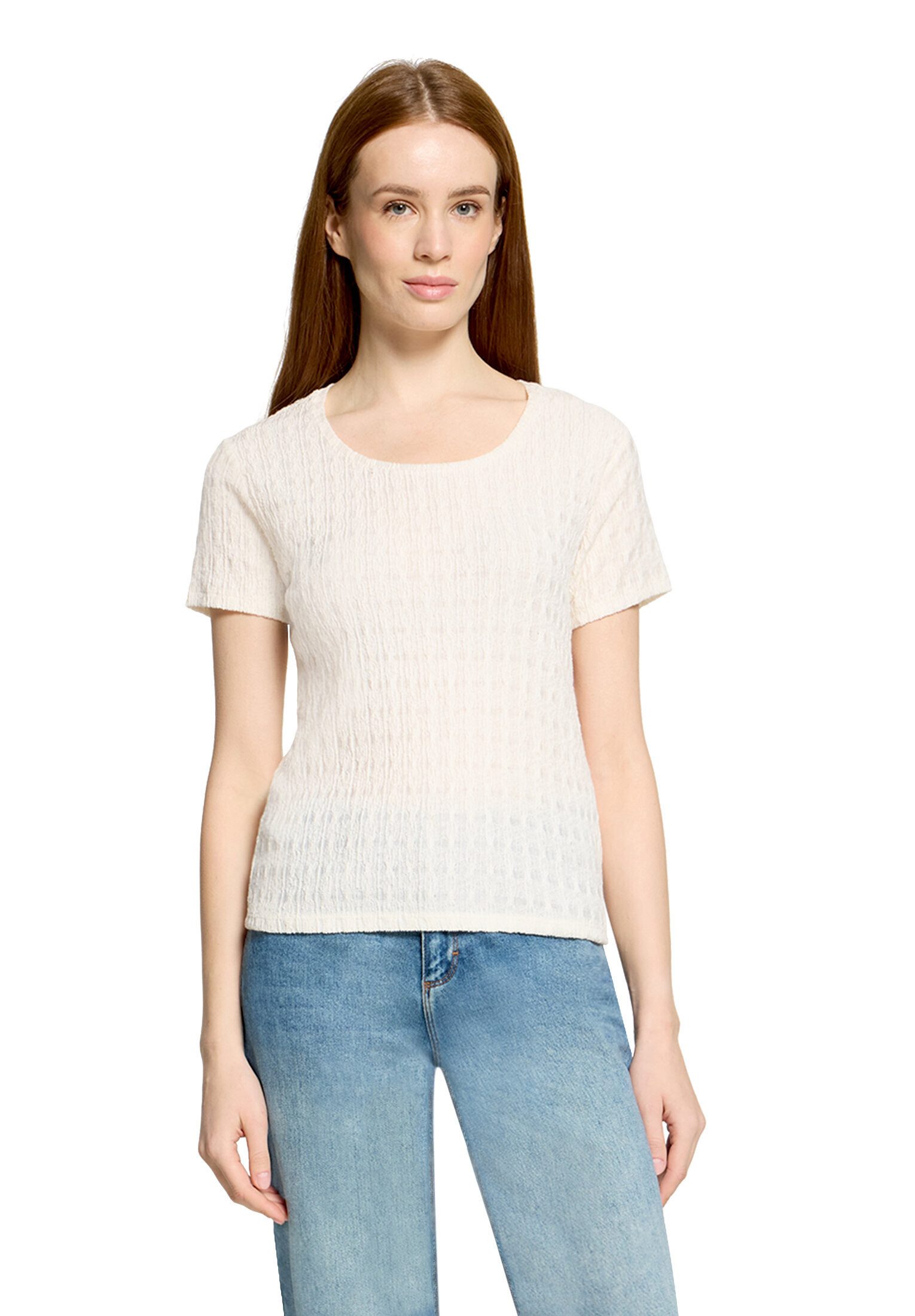 Cartoon Kurzarmshirt Damen mit Struktur (1-tlg)