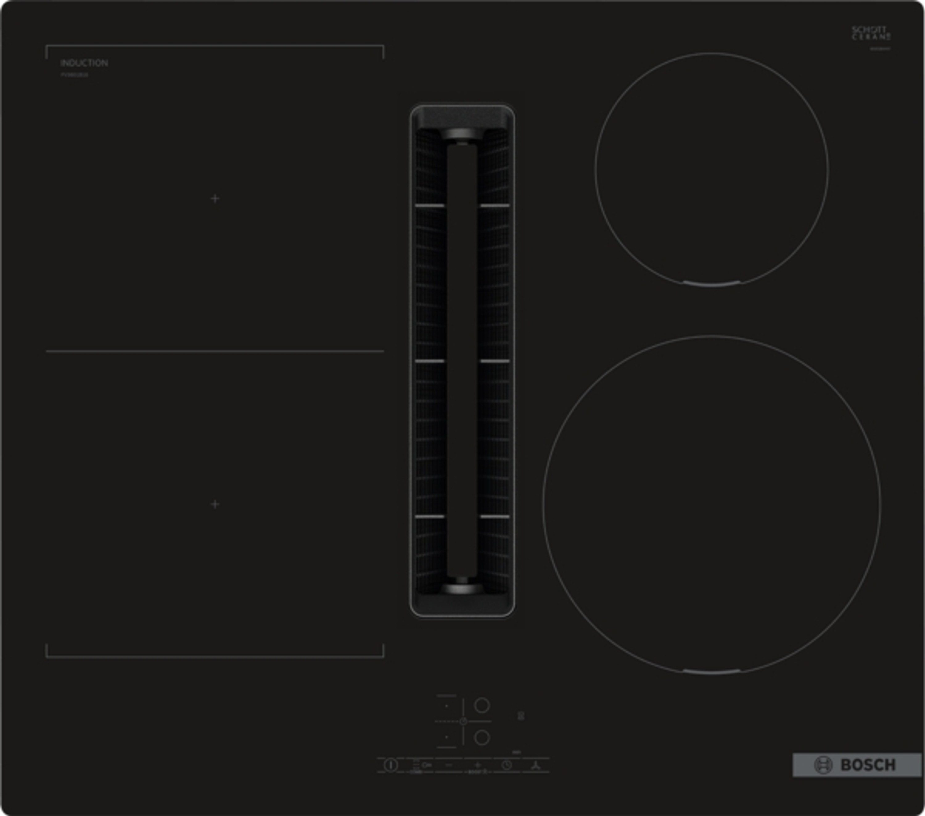 BOSCH Kochfeld mit Dunstabzug 4 PVS601B16E, TouchSelect, PowerBoost, Restwärmeanzeige