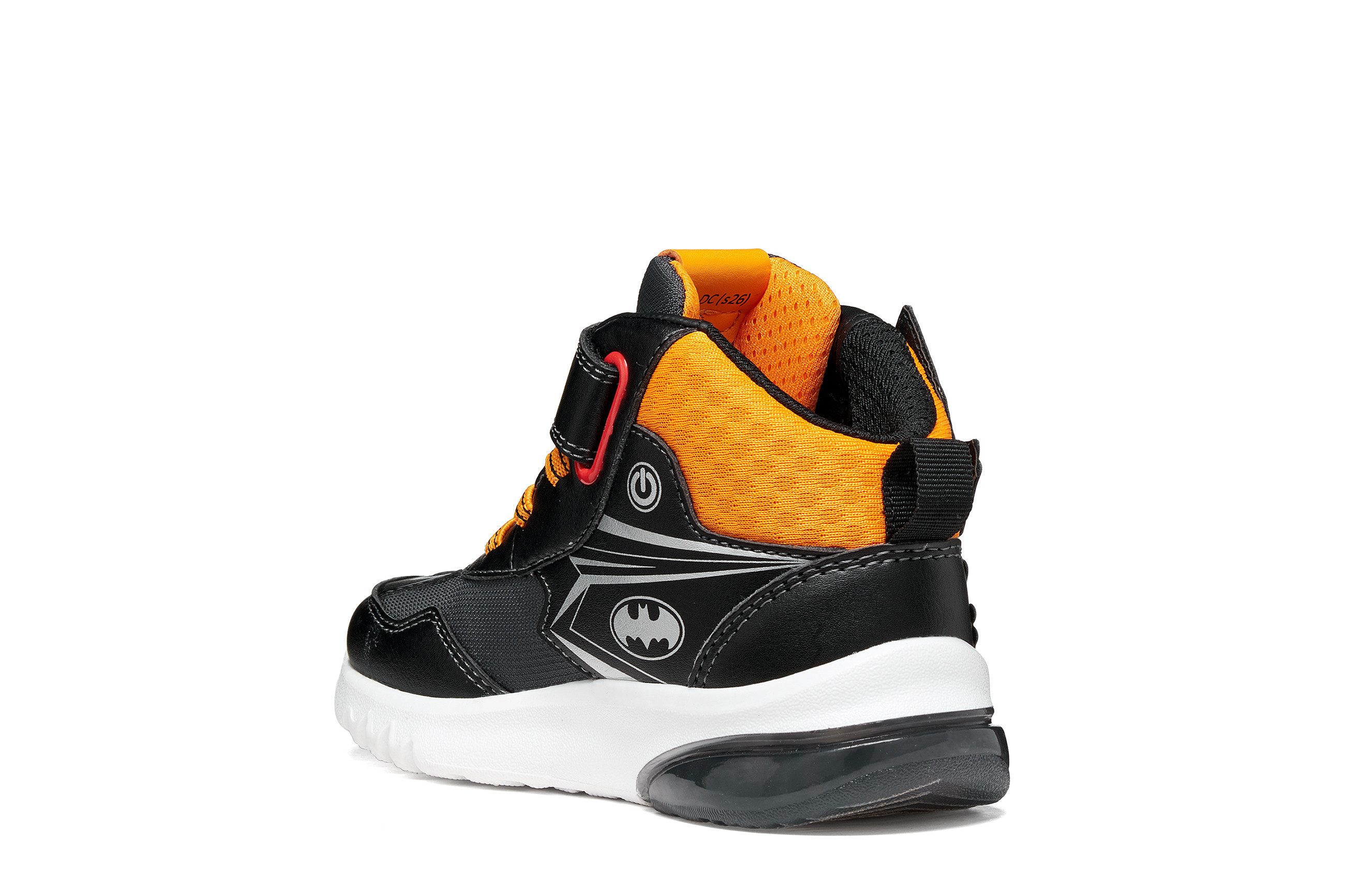 Geox J CIBERDRON BOY - Blinkschuh Sneaker Blinky Klettboots mit BATMAN-Motiv, Größenschablone zum Download