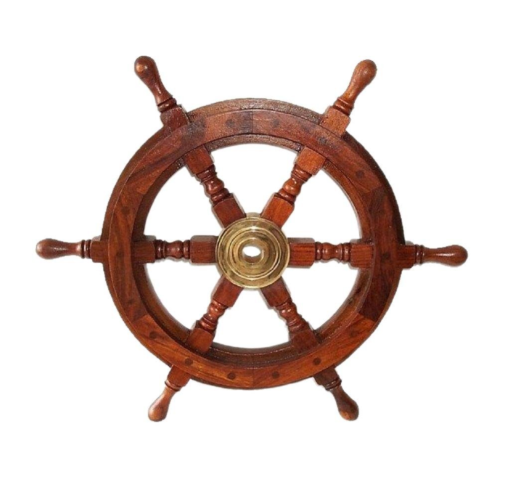 Dekoobjekt Steuerrad Schiffssteuerrad aus Holz und Messing Ø 45 cm