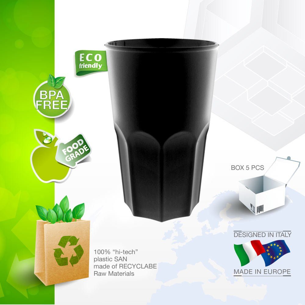 Doimoflair Cocktailglas Doimoflair Cocktailglas Graniti aus Kunststoff Plastik Mehrwegbecher, 5-tlg.