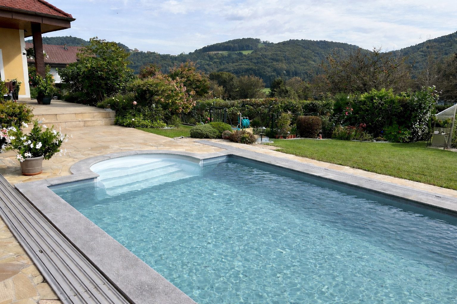 KWAD Schwimmbecken STYROPOR®STEIN POOL ALL INCLUSIVE, BxLxH: 300x600x150 cm (Set), mit Römertreppe, inkl. Beckenrandsteine & Poolbeleuchtung