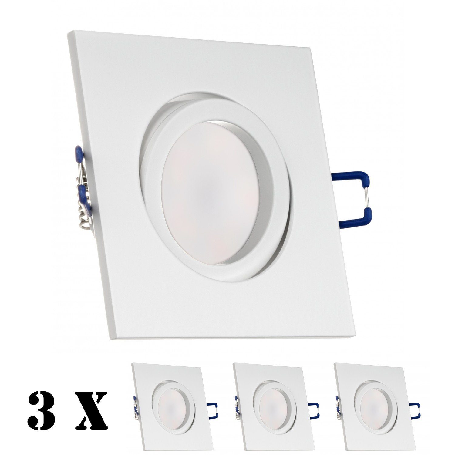 weiß LED matt Einbaustrahler in 3er Einbaustrahler Leuchtmitte LED LEDANDO extra Set mit 5W flach