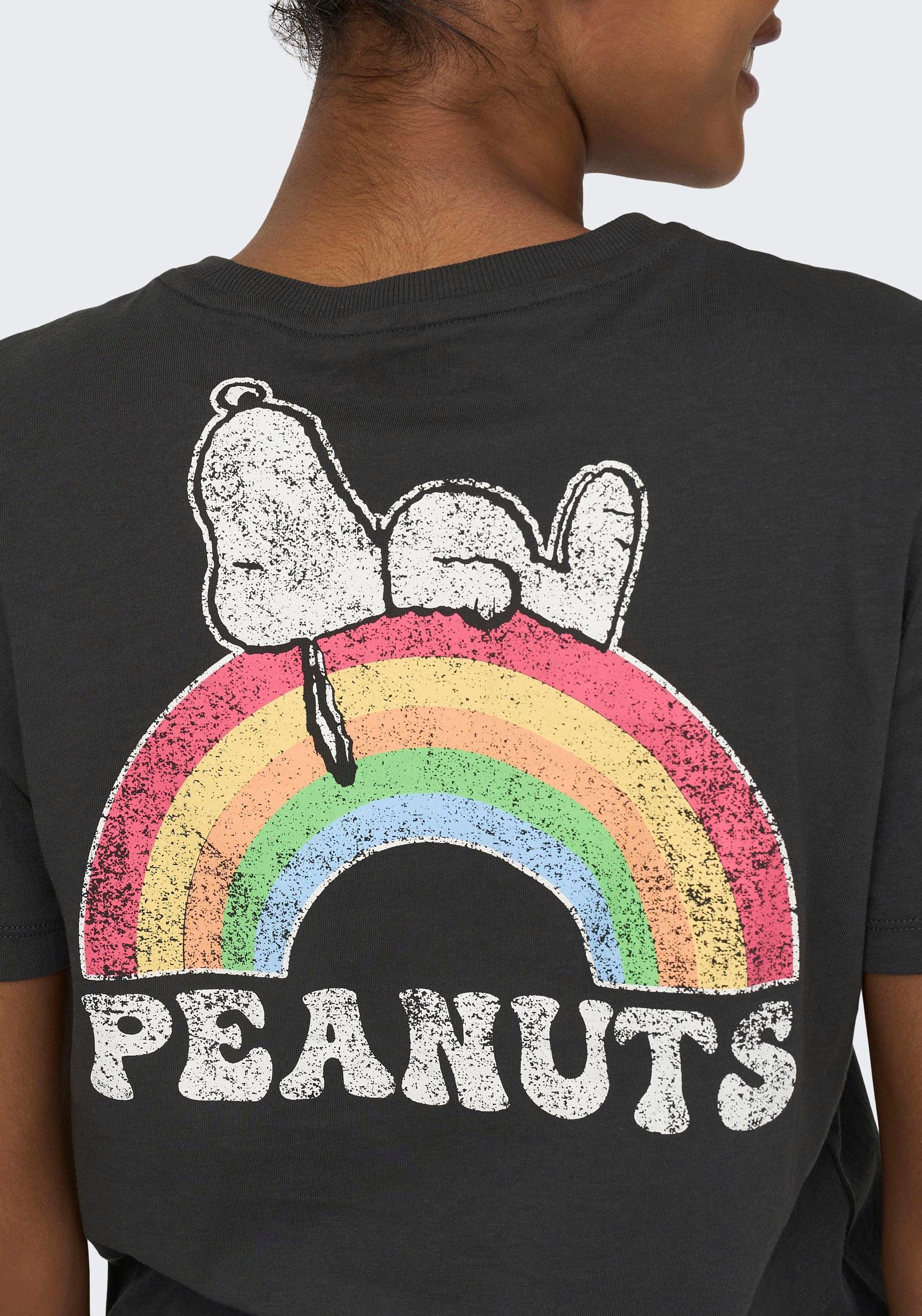 TOP Print:Rainbow JRS unterschiedliche Snoopy Phantom Kurzarmshirt Prints REG ONLY BOX S/S ONLPEANUTS FLOWER