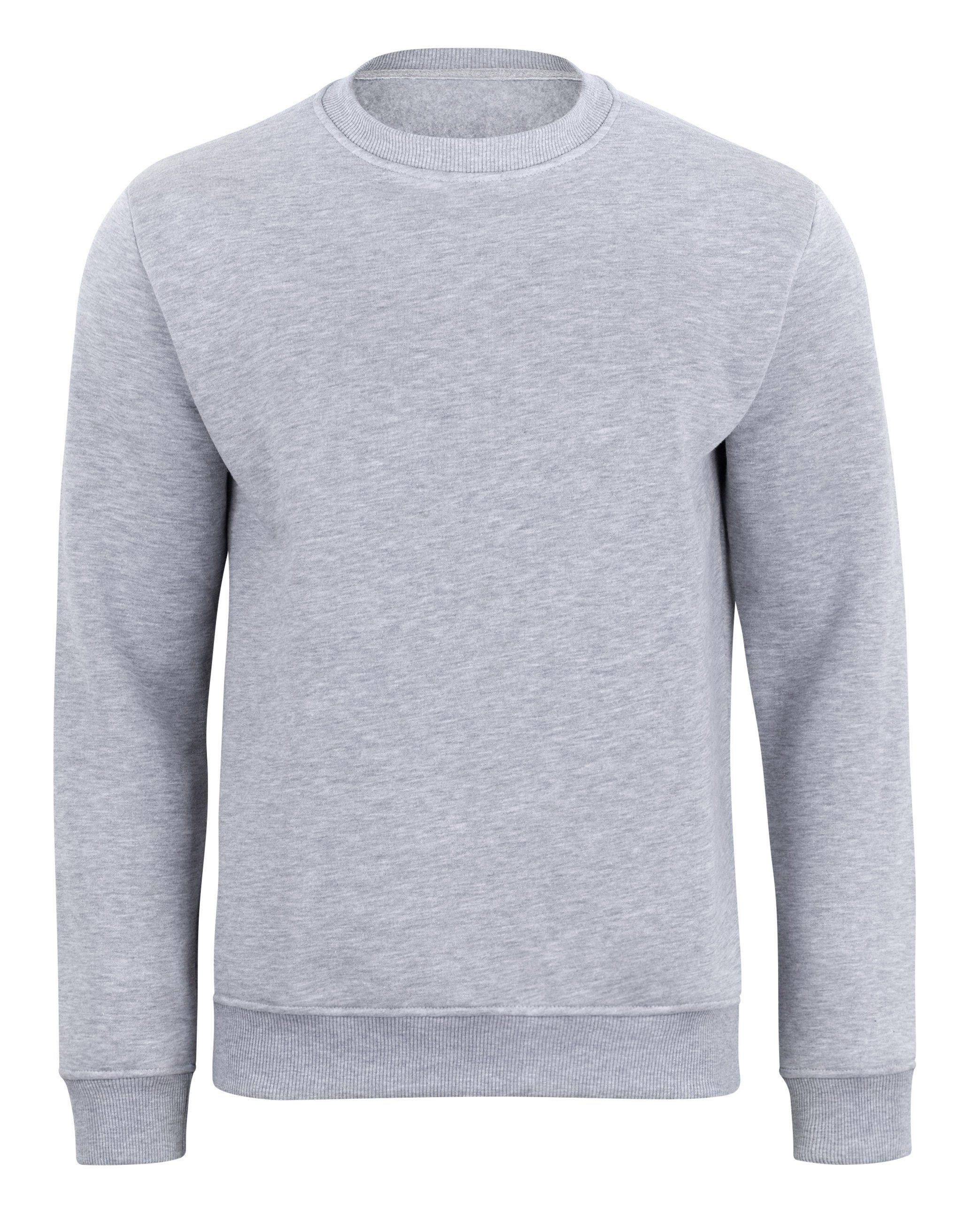Stark Soul® Sweatshirt French-Terry-Rundhals-Sweatshirt, Innen angerauht mit weichem, gerauhtem Fleece Grau-Melange