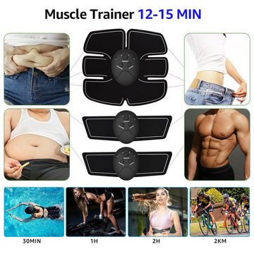 VSIUO Bauchtrainer EMS Trainingsgerät, Smart Fitnessgerät (mit Extra 2 St. Gel-Patch), Bauchmuskel Trainingsmaschine, 6 Modi & 19 Intensitäten