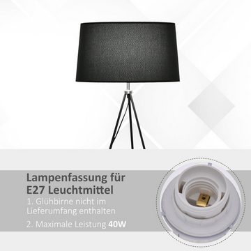 HOMCOM Stehlampe, Ein-,Ausschalter, 1 x E27 bis 40 W (nicht im Lieferumfang enthalten), Standleuchte, Skandinavisch Stoff + Metall schwarz ∅73 x 156 cm