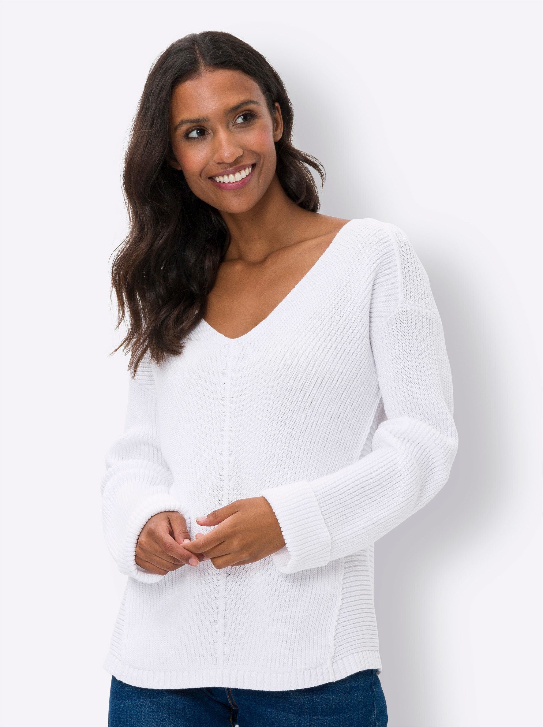 heine Strickpullover Pullover Langarm Rippoptik, Struktur