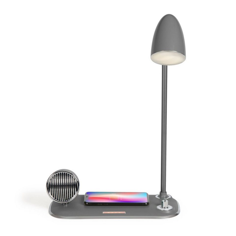 LIVOO Tischleuchte LIVOO Nachttischlampe Induktionsladestation Smartphone  Bluetooth USB