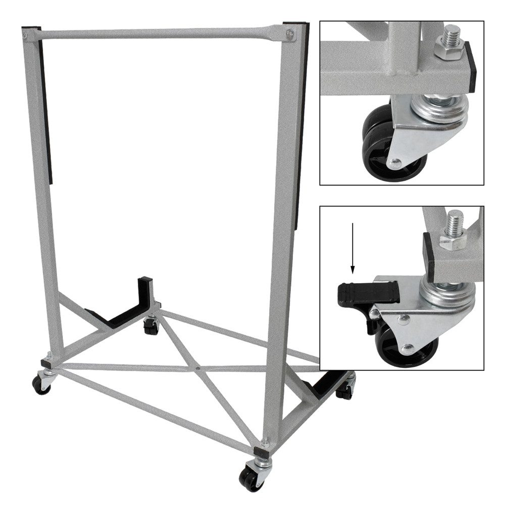 ECD Germany Standhalterung Hardtophalter mit 4 feststellbaren Rädern inkl. Bezug aus Stahl, (Hardtopständer mit Rädern Silber aus Stahl inkl. Cover)