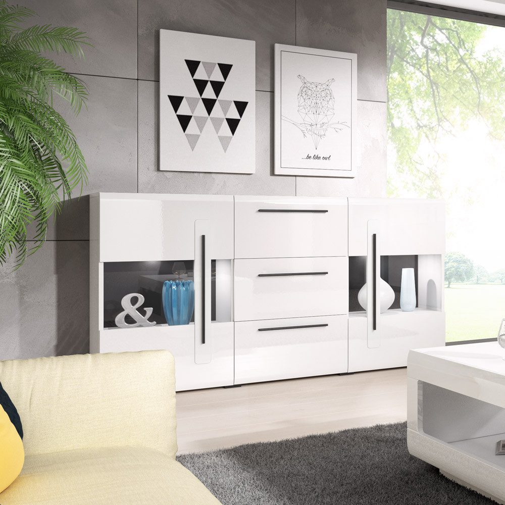 Lomadox Wohnzimmer-Set TURDA-83, (Mega-Spar-Set, 6-St., 6-tlg), weiß mit Ab günstig online kaufen