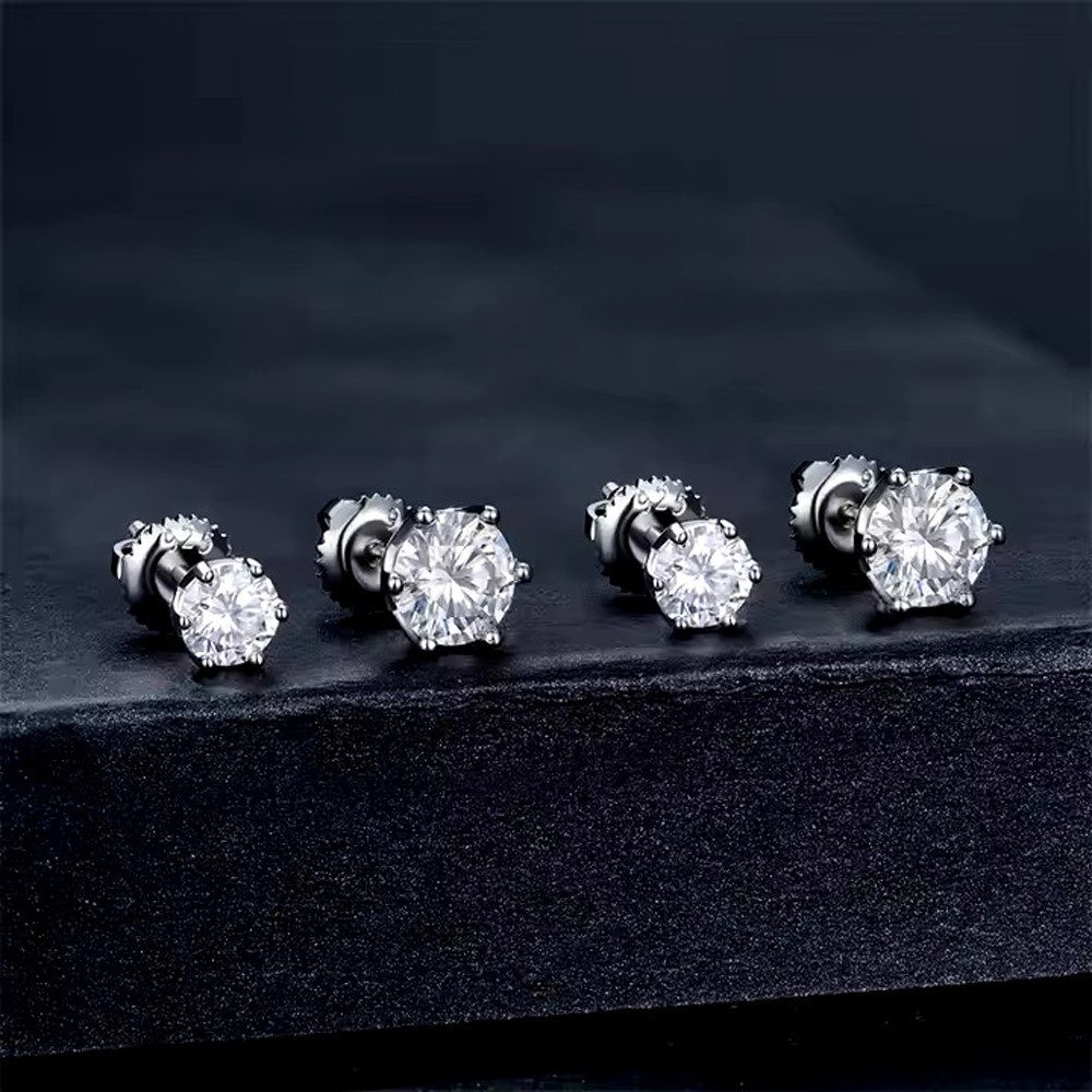 Runde Perlé Paar Ohrstecker zarte Moissanite Ohrstecker 5mm oder 6,5mm, 0,5 günstig online kaufen