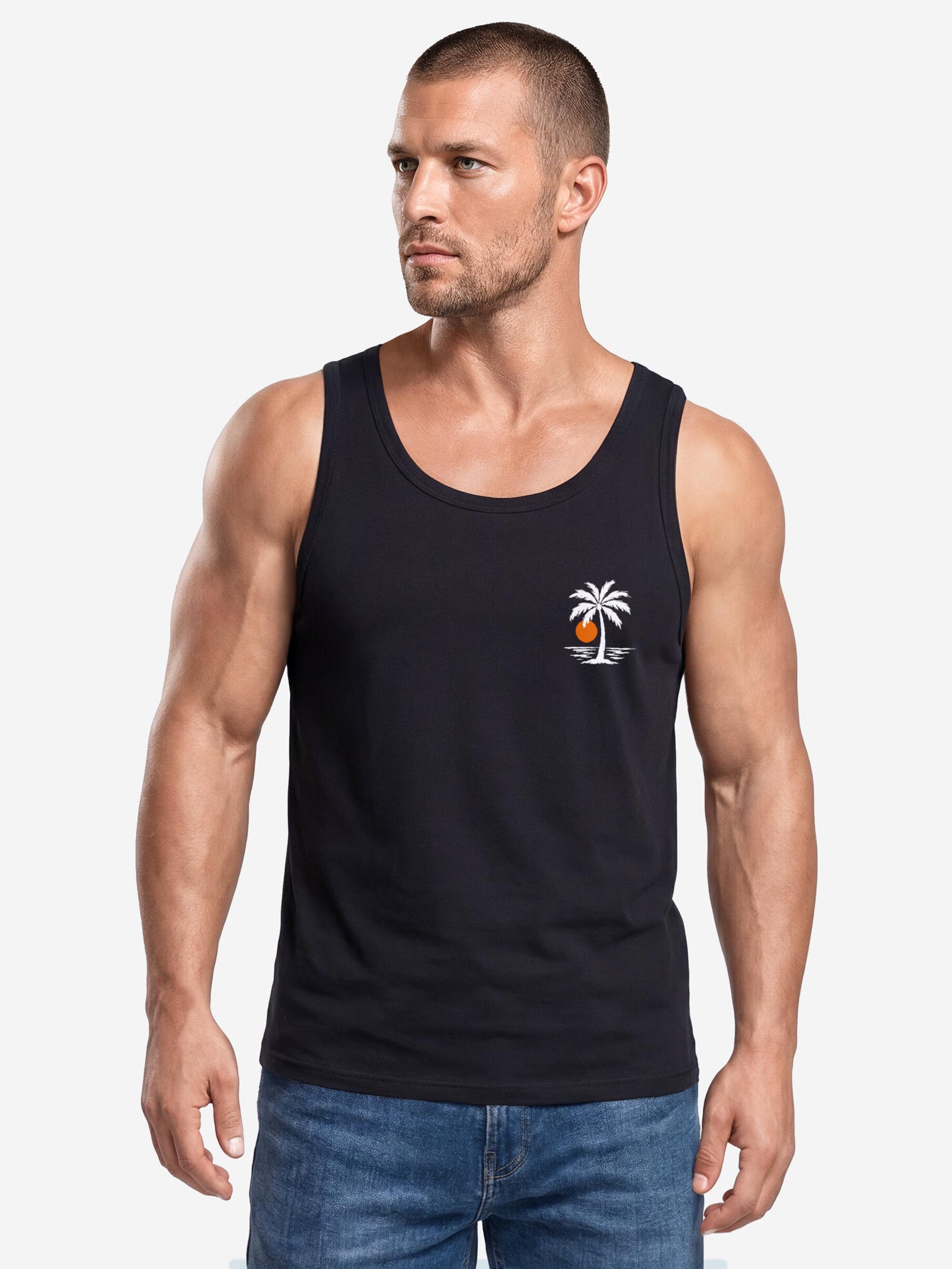 Neverless Tanktop Tanktop Herren mit Grafik-Print - Logo Design Beach - Trägershirt mit Print