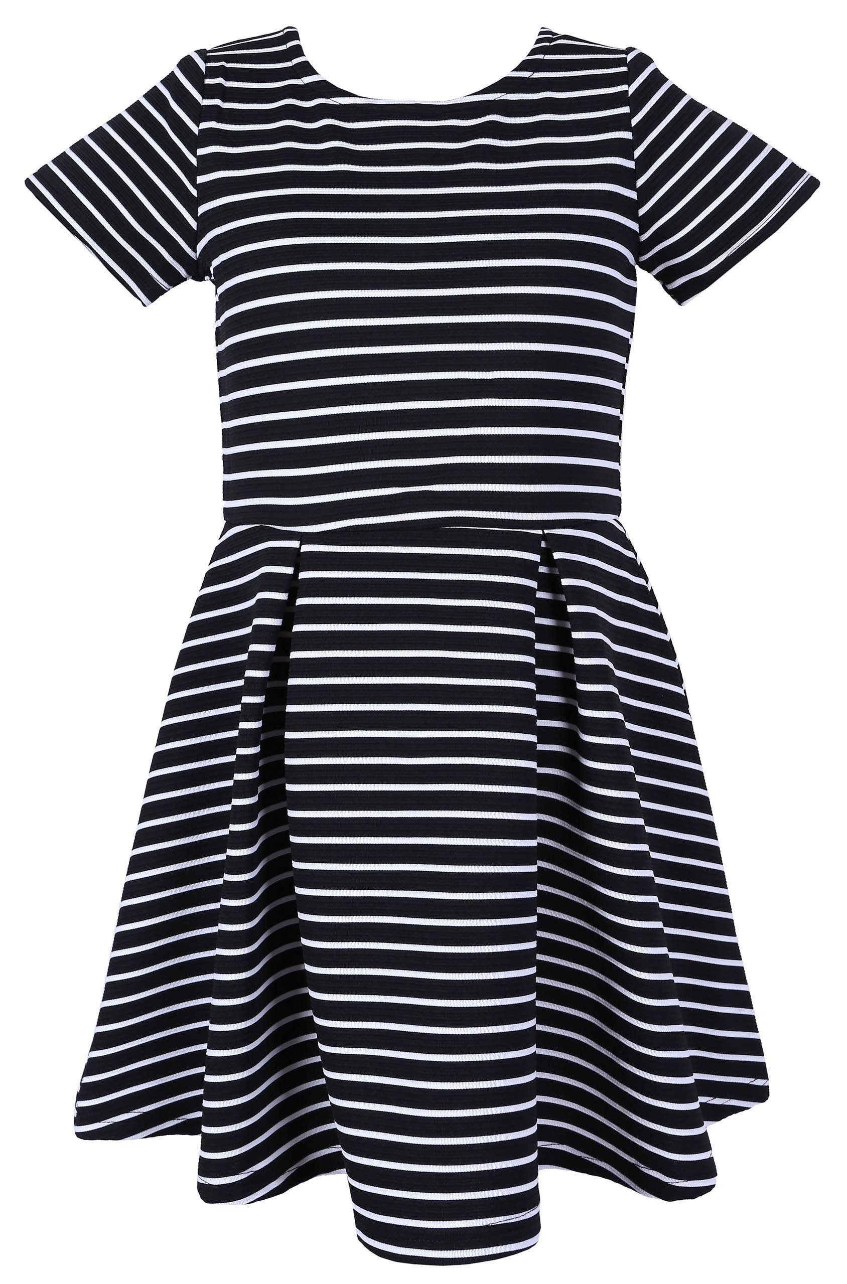 Sarcia.eu Sommerkleid Gestreiftes Kleid, schwarz-weiß, kurzärmelig 7-8 Jahre