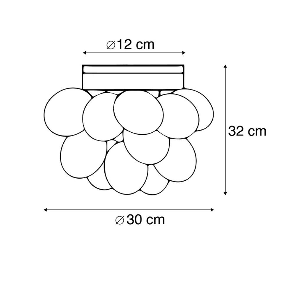 Qazqa Deckenleuchte Uvas, ohne Leuchtmittel, Warmweiß, QAZQA Deckenleuchte, g9, Schwarz, Glas, Design